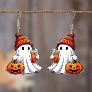 NEW Halloween Pumpkin Acrylic Dangle Earrings